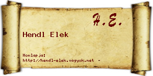 Hendl Elek névjegykártya